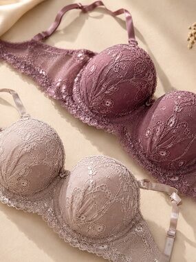 Lace Push-Up Bra — Dusty Rose & Blush